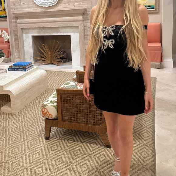 Self portrait black silver sparkle bow dress mini dress - Picture 4 of 6